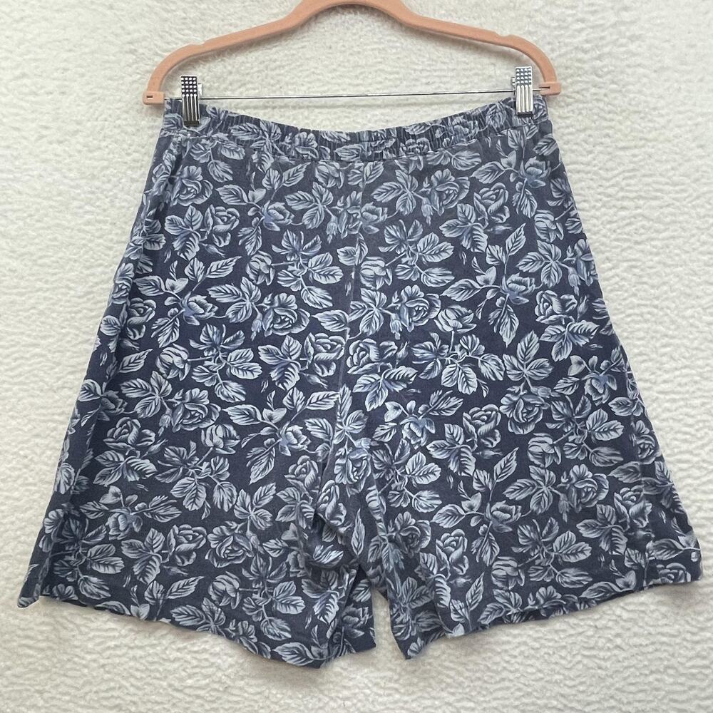 Vintage Banana Republic Shirt Shorts Set Womens Small Blue Floral Made USA 80s - Picture 5 of 12